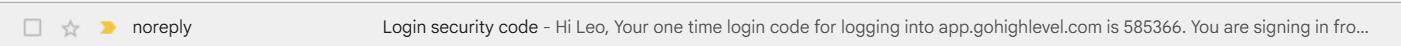 The security-code email as it appears in your inbox