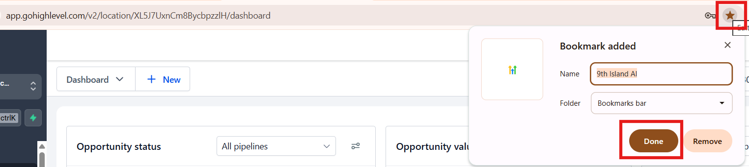The bookmark star icon in the browser address bar